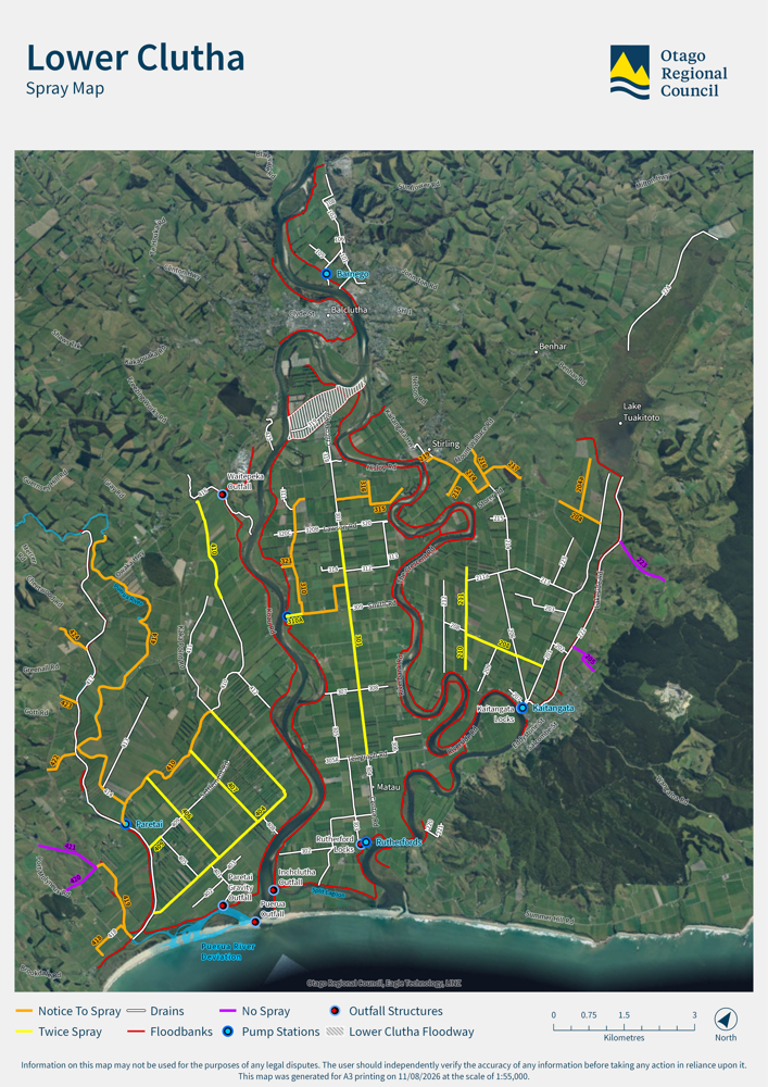 A3L Lower Clutha Spray Map 10 Aug 26