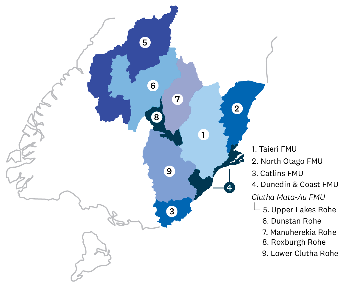 Otago Regional Council Land and Water Regional Plan FMU map