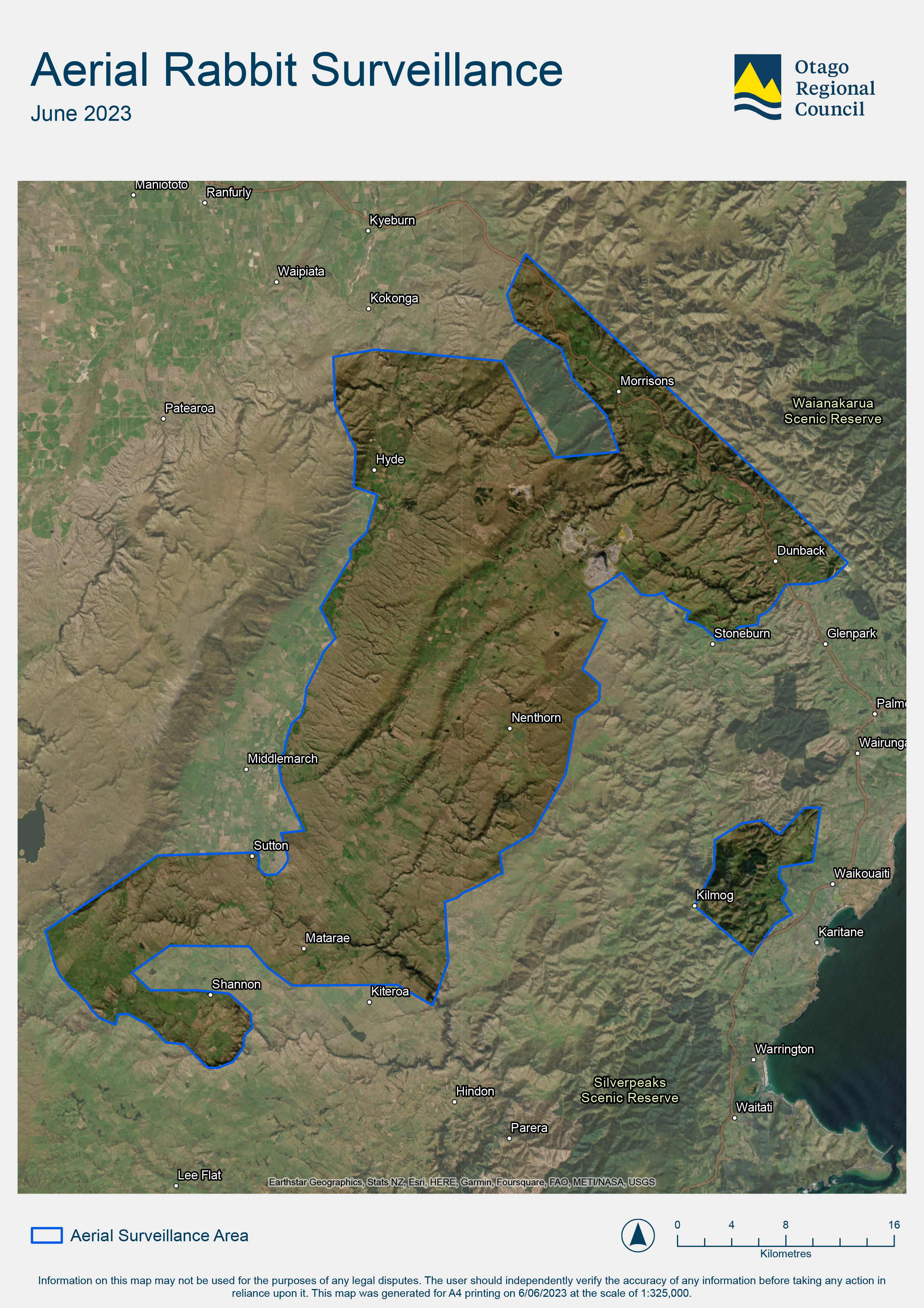 Aerial Rabbit Surveillance Map North Otago