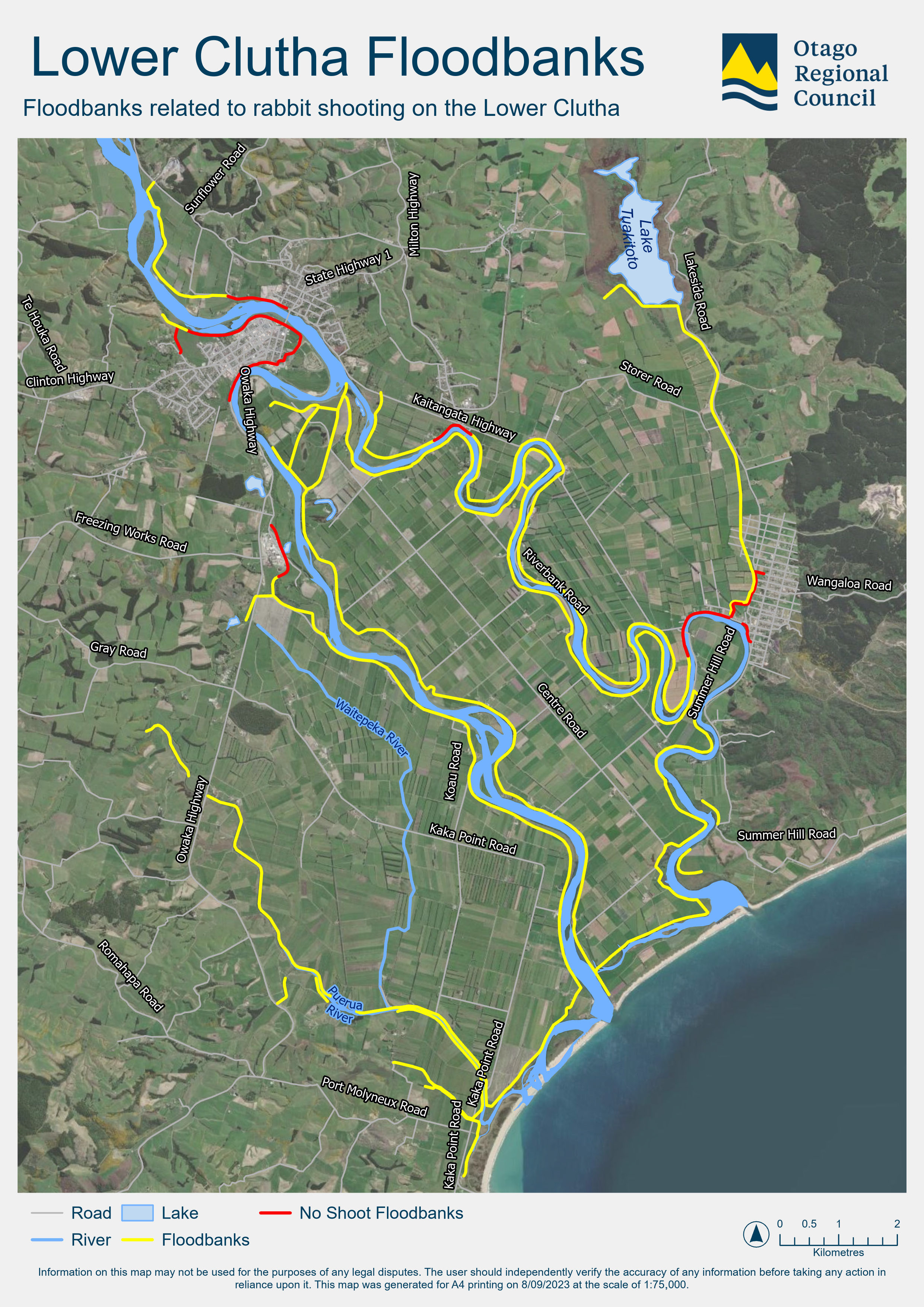 Map of ORC Rabbit Control in the Lower Clutha, happening between October and December 2023.