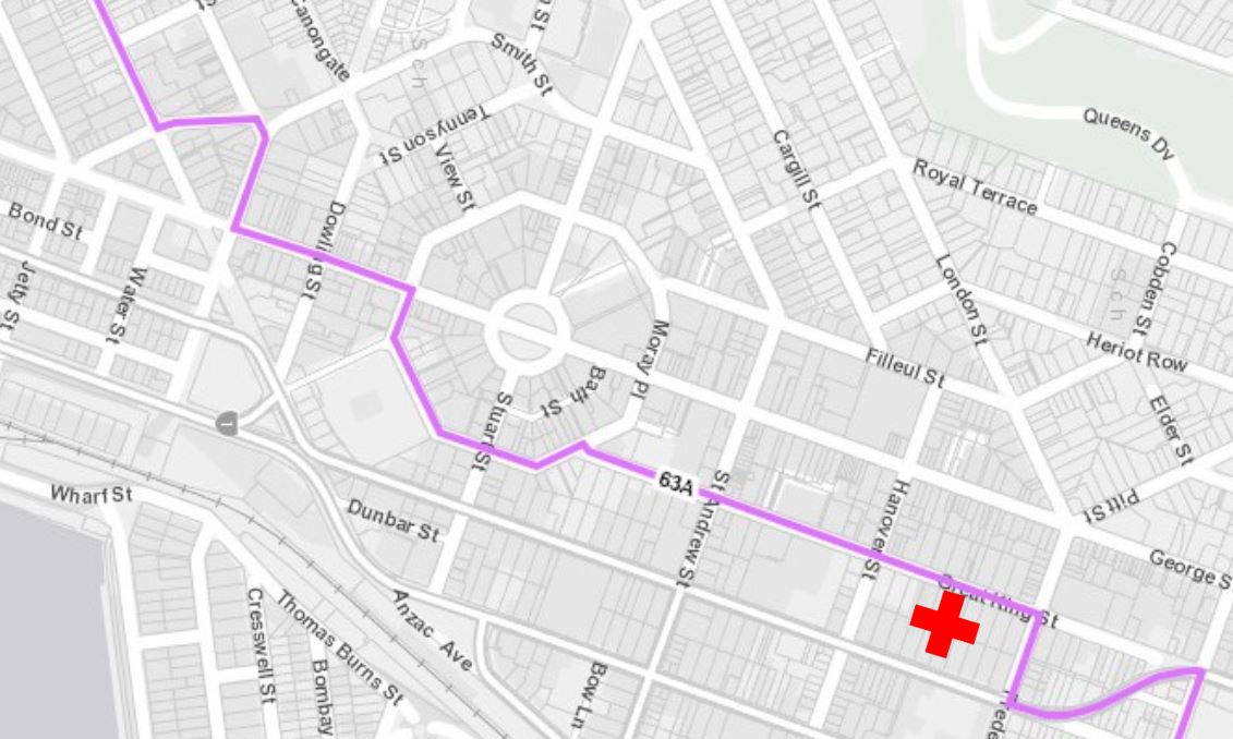 The route that the Balaclava-Logan Park bus will take once the bus hub is in service.
