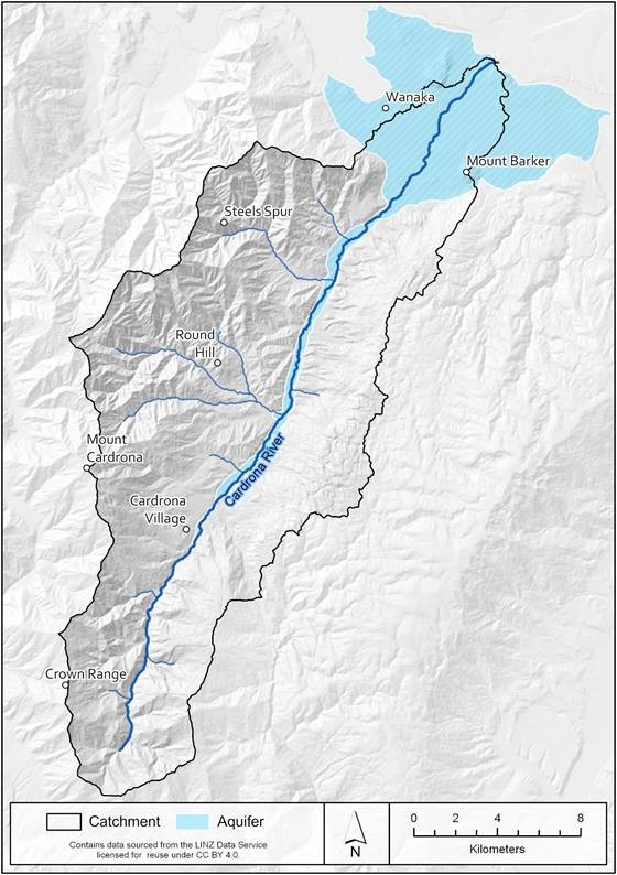 Map of the Cardrona River catchment