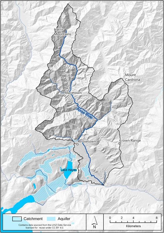 Map of the Arrow River catchment