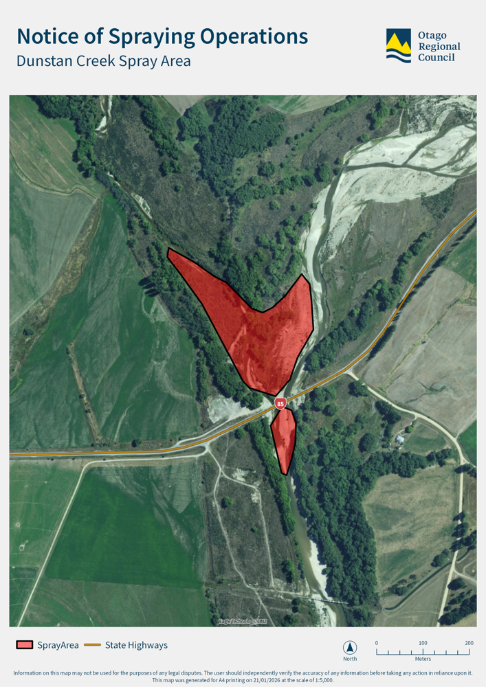 Map of dunstan creek spray area